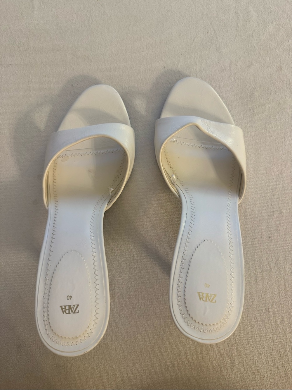 Zara White Open Toe Heels Size 40